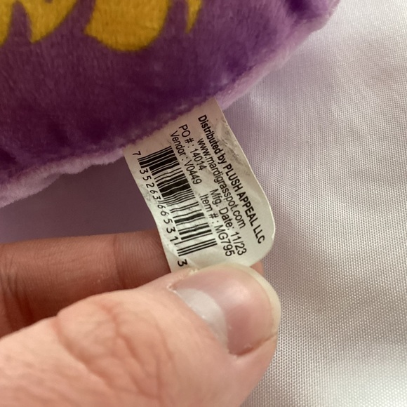 Plush Appeal Mardi Gras Tiger Pillow Plush Stuffed Animal Purple Yellow 2023 - Picture 5 of 8